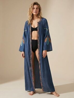 NWOT | Boho Embroidered Beach Cover-Up | Resort Wear | SOFT JEANS | SIZE ALL FIT